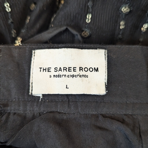 Saree Skirt Sari Lehenga Black Gold - Picture 7 of 7